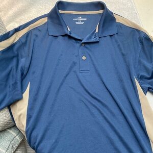 Grand Slam Blue and Tan Performance Golf Polo Shirt